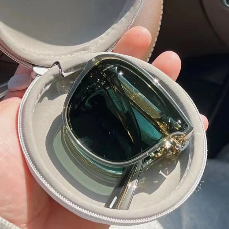 Lunettes de Soleil Pliables Femme – Monture Carrée Chic, Protection UV400, Compactes & Élégantes